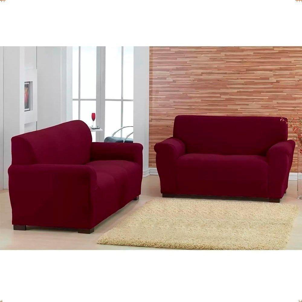 Capa Para Sofá 2 E 3 Lugares De Malha New City Vinho Sultan - 1