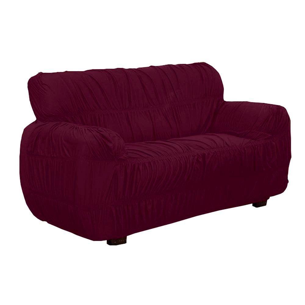 Capa Para Sofá 2 E 3 Lugares De Malha New City Vinho Sultan - 4
