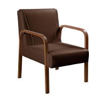 Kit 4 Poltronas Anita Moderna Decorativa Braço Madeira Corino Marrom 360 - 2