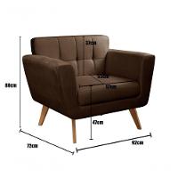 Conjunto 2 Poltronas Bruna Confortável Decorativa Moderna - Veludo Marrom 260 - 3