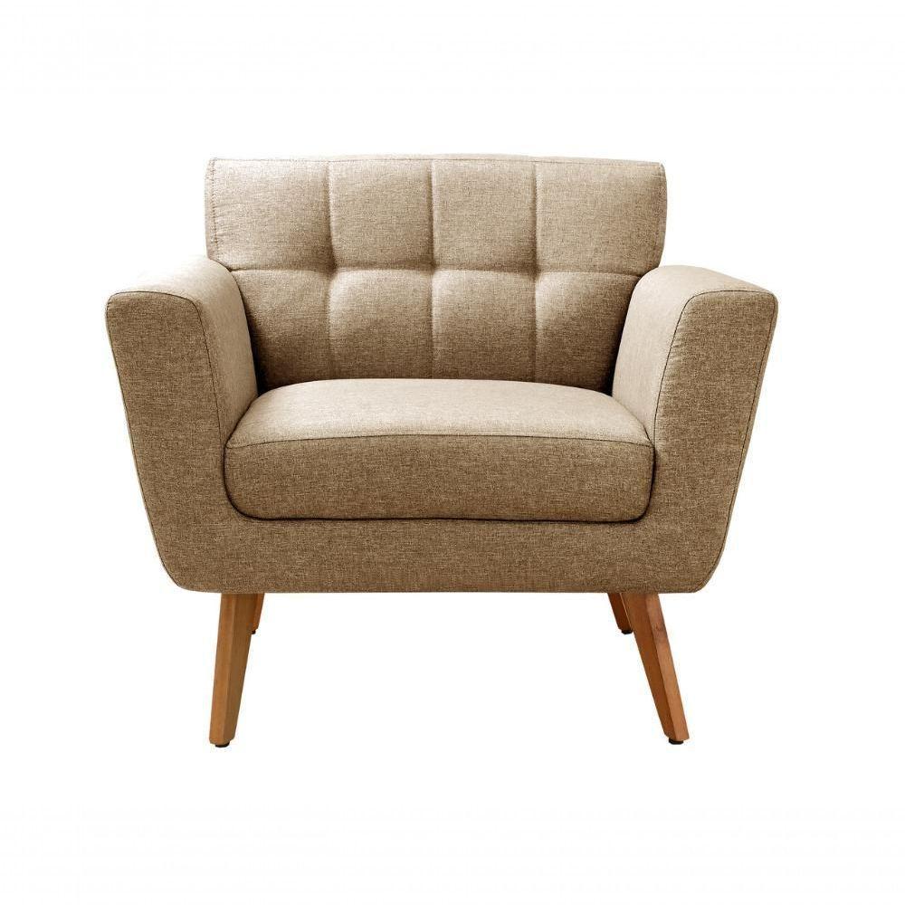 Conjunto 2 Poltronas Bruna Confortável Decorativa Moderna - Linho Marrom 150 - 2