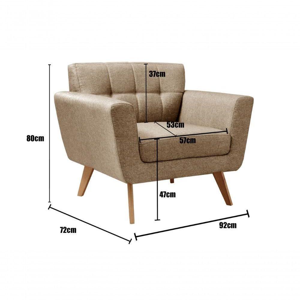 Conjunto 2 Poltronas Bruna Confortável Decorativa Moderna - Linho Marrom 150 - 4