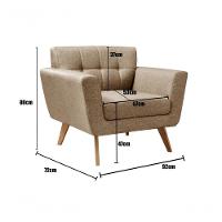 Conjunto 2 Poltronas Bruna Confortável Decorativa Moderna - Linho Marrom 150