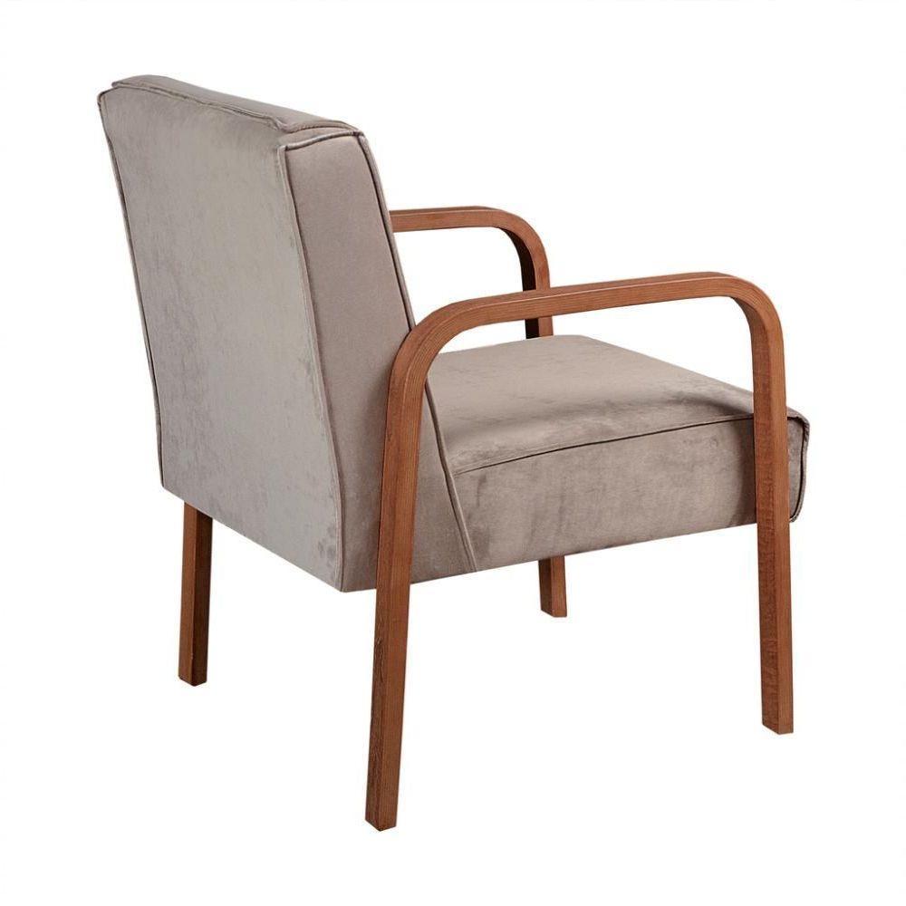 Kit 4 Poltronas Anita Moderna Decorativa Braço Madeira Veludo Capuccino 250 - 3