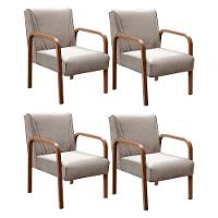 Kit 4 Poltronas Anita Moderna Decorativa Braço Madeira Veludo Capuccino 250 - 1