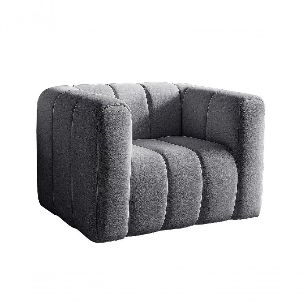 Poltrona Mona Decorativa Confortável Moderna Sala De Estar - Linho Cinza 320 - 1