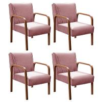 Kit 4 Poltronas Anita Moderna Decorativa Braço Madeira Veludo Rosê 390 - 1