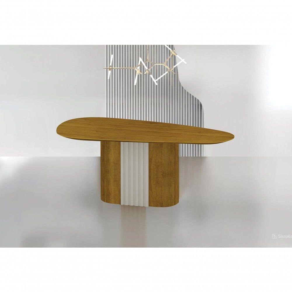 Conjunto Sala De Jantar Mesa Orgânica Sem Vidro 200cm Com 6 Cadeiras Pé Madeira Dacota - 3