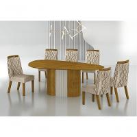 Conjunto Sala De Jantar Mesa Orgânica Sem Vidro 200cm Com 6 Cadeiras Pé Madeira Dacota - 7