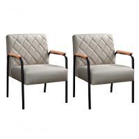 Conjunto 2 Poltronas Ludmilla Cadeira Decorativa Sala Recepção Escritório - Linho Bege 140 - 1