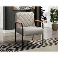 Conjunto 2 Poltronas Ludmilla Cadeira Decorativa Sala Recepção Escritório - Linho Bege 140 - 3