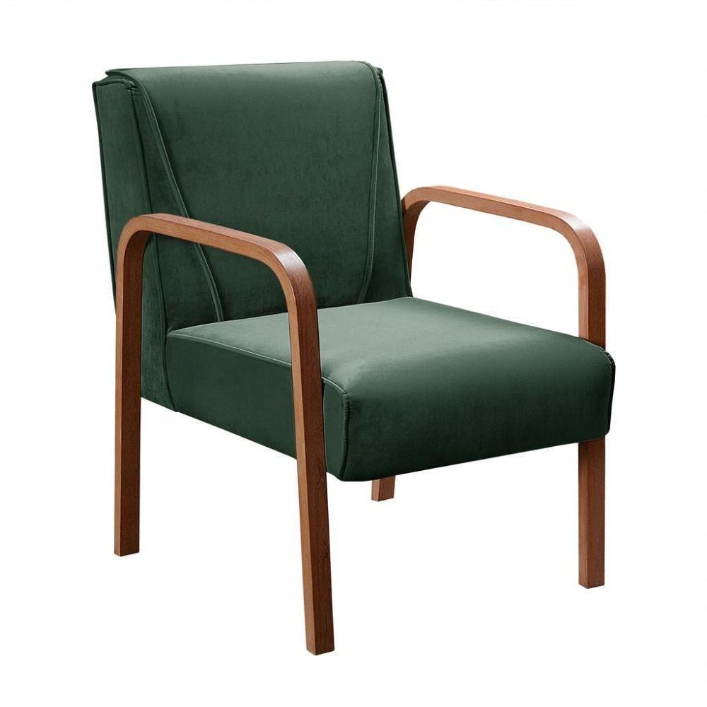 Kit 4 Poltronas Anita Moderna Decorativa Braço Madeira Veludo Verde 270 - 2