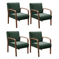 Kit 4 Poltronas Anita Moderna Decorativa Braço Madeira Veludo Verde 270 - 1