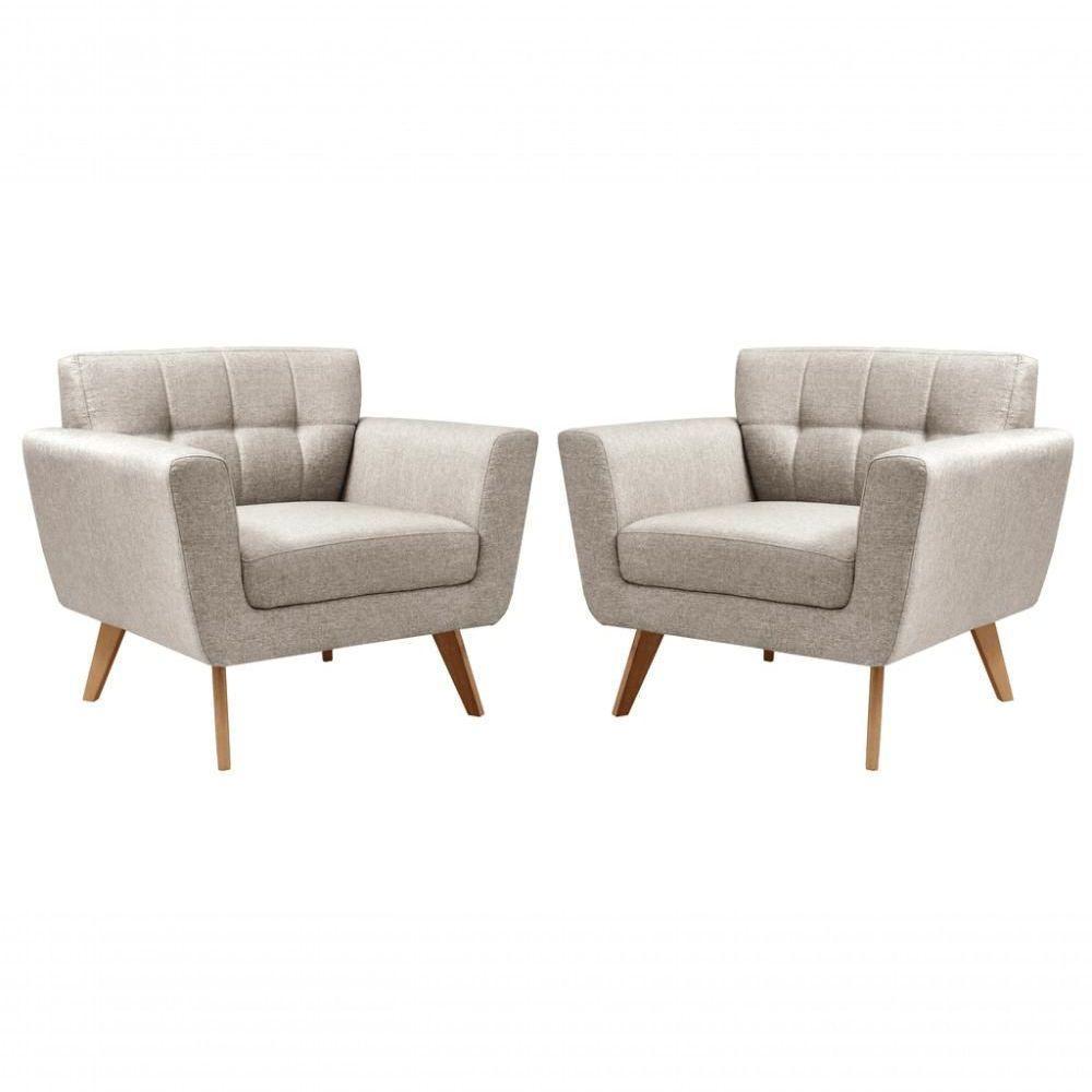 Conjunto 2 Poltronas Bruna Confortável Decorativa Moderna - Linho Bege 140 - 1