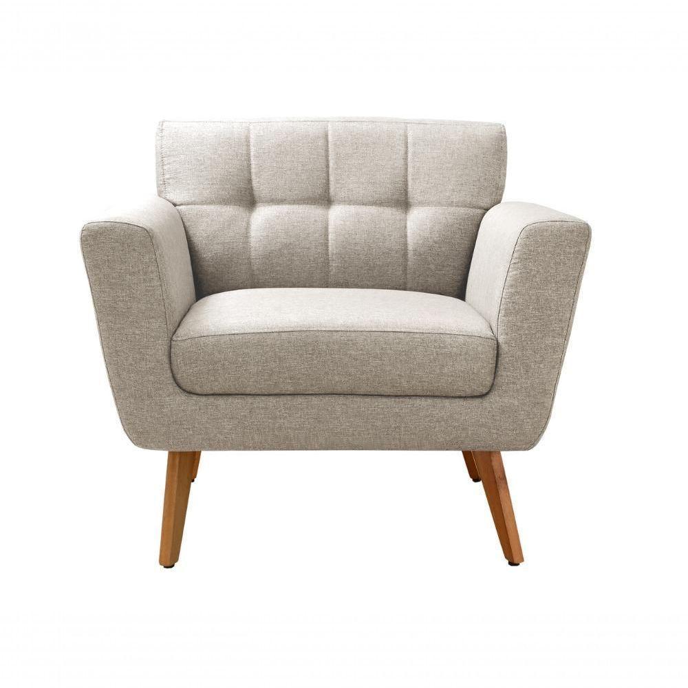 Conjunto 2 Poltronas Bruna Confortável Decorativa Moderna - Linho Bege 140 - 2