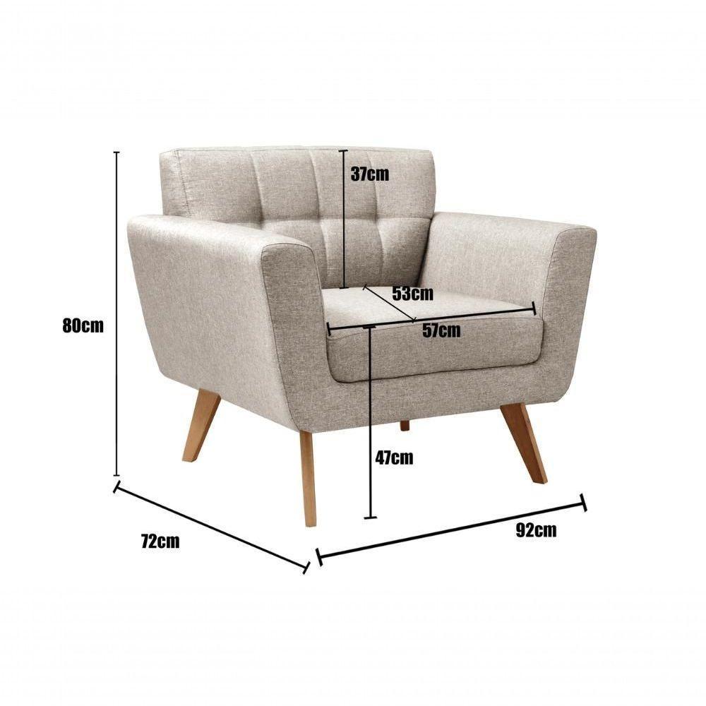 Conjunto 2 Poltronas Bruna Confortável Decorativa Moderna - Linho Bege 140 - 4