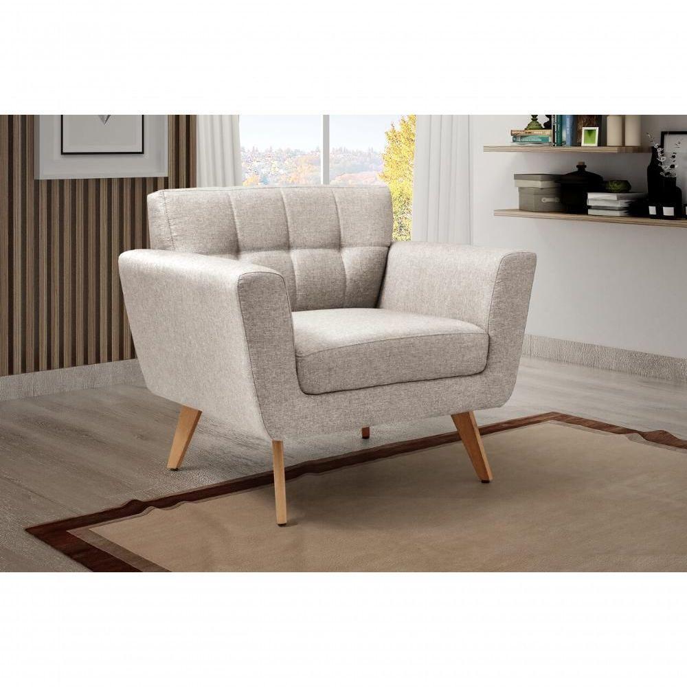 Conjunto 2 Poltronas Bruna Confortável Decorativa Moderna - Linho Bege 140 - 5