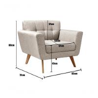 Conjunto 2 Poltronas Bruna Confortável Decorativa Moderna - Linho Bege 140