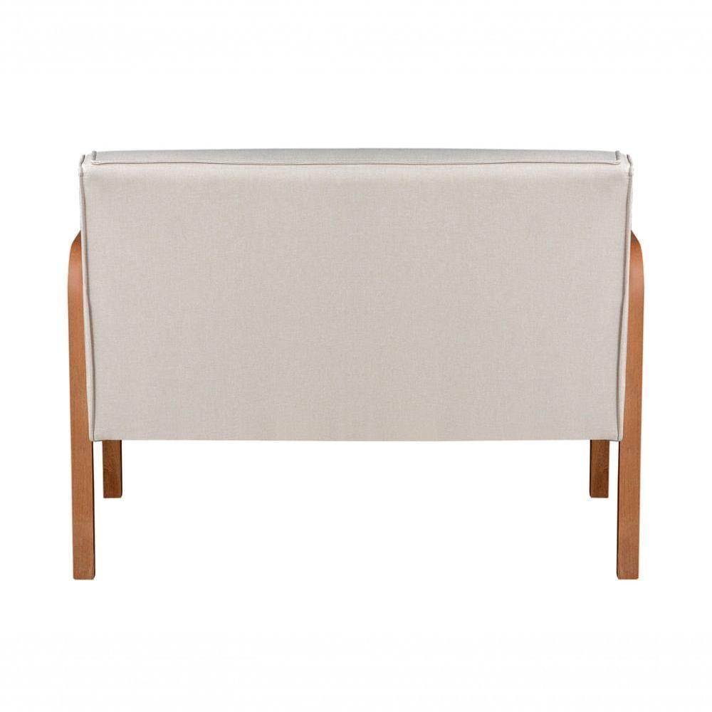 Poltrona Namoradeira Anita Decorativa Braço Madeira Moderna Linho Bege 140 - 4