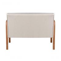 Poltrona Namoradeira Anita Decorativa Braço Madeira Moderna Linho Bege 140