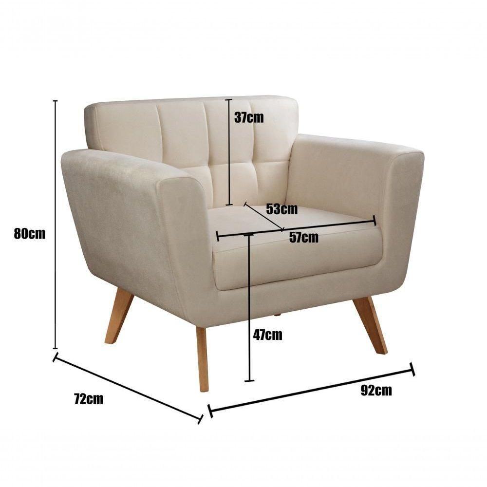 Conjunto 2 Poltronas Bruna Confortável Decorativa Moderna - Veludo Capuccino 250 - 3