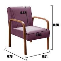 Poltrona Decorativa Anita Cadeira Moderna Sala Recepção - Veludo Roxo 380 - 3