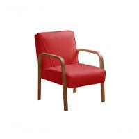 Kit 4 Poltronas Anita Moderna Decorativa Braço Madeira Suede Vermelho 100 - 2