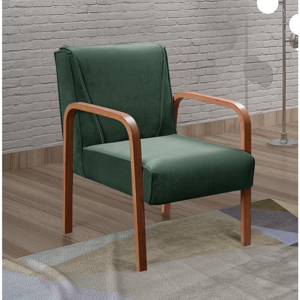 Poltrona Decorativa Anita Cadeira Moderna Sala Recepção - Veludo Verde 270 - 3