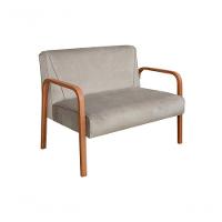 Poltrona Namoradeira Anita Decorativa Braço Madeira Moderna Veludo Capuccino 250 - 1