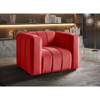 Poltrona Mona Decorativa Confortável Moderna Sala De Estar - Suede Vermelho 100 - 3