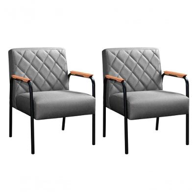 Conjunto 2 Poltronas Decorativas Ludmilla Sala Recepção Escritório Linho Cinza Bella Decor