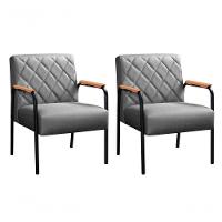 Conjunto 2 Poltronas Ludmilla Cadeira Decorativa Sala Recepção Escritório - Linho Cinza 320 - 1