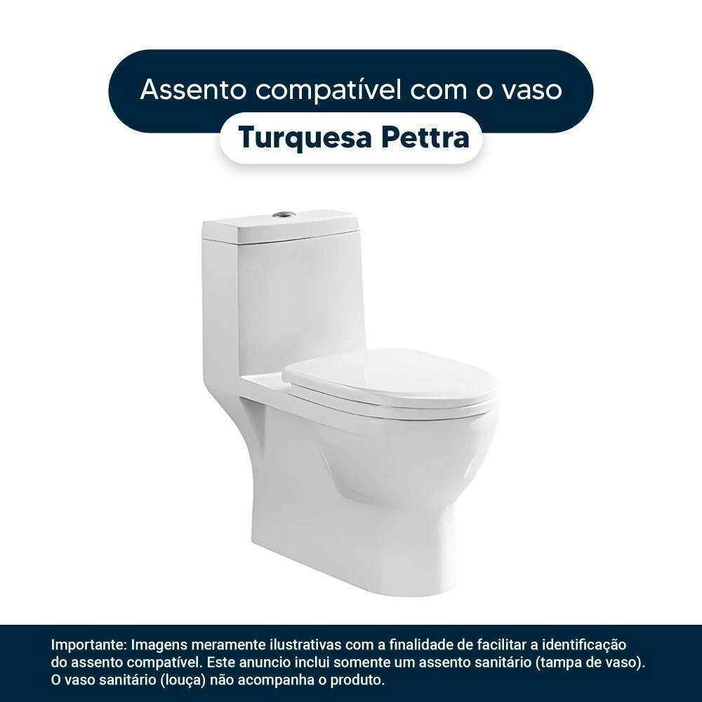 Assento Sanitario Poliester Turquesa Branco Para Vaso Pettra 6lpf - 4