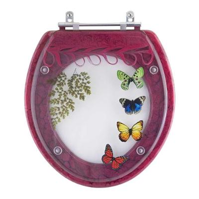 Assento Sanitario Poliester Decorado Borboletas Magenta Flamingo Para Bacia Incepa 6lpf