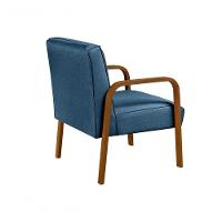 Kit 4 Poltronas Anita Moderna Decorativa Braço Madeira Linho Azul 330 - 3