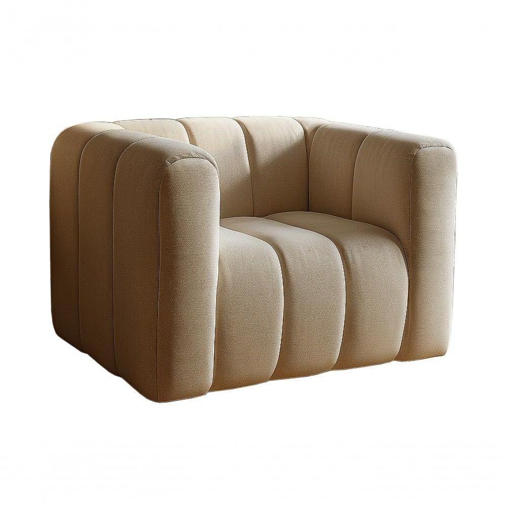 Poltrona Mona Decorativa Confortável Moderna Sala De Estar - Linho Marrom 150 - 1