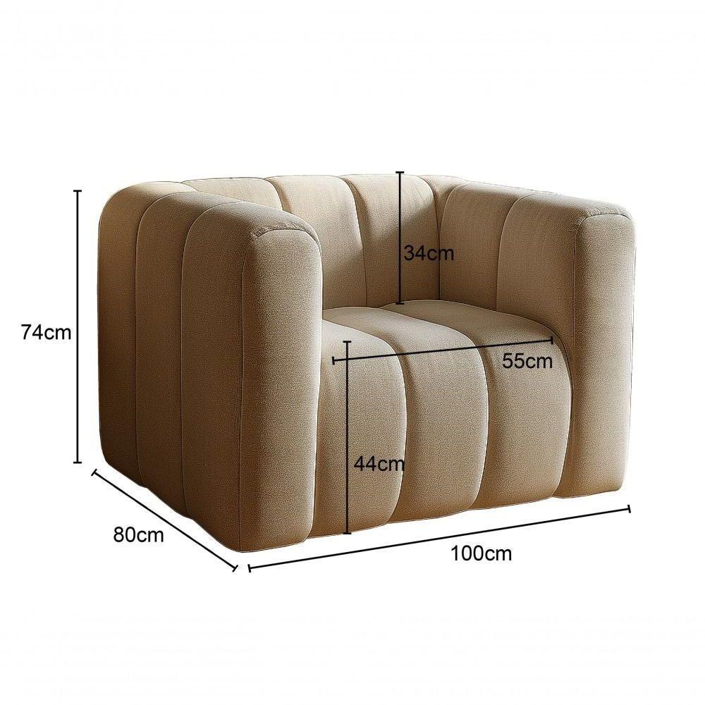 Poltrona Mona Decorativa Confortável Moderna Sala De Estar - Linho Marrom 150 - 2