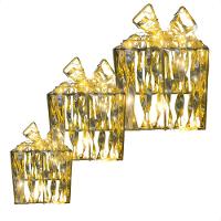 Enfeite Natalino Iluminado Led 3 Caixas De Presentes Dourada Bivolt - 1
