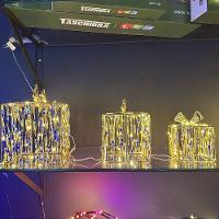 Enfeite Natalino Iluminado Led 3 Caixas De Presentes Dourada Bivolt