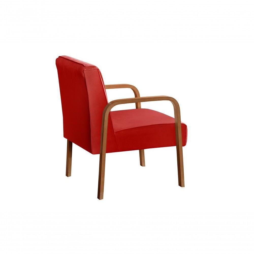 Poltrona Decorativa Anita Cadeira Moderna Sala Recepção - Suede Vermelho 100 - 2