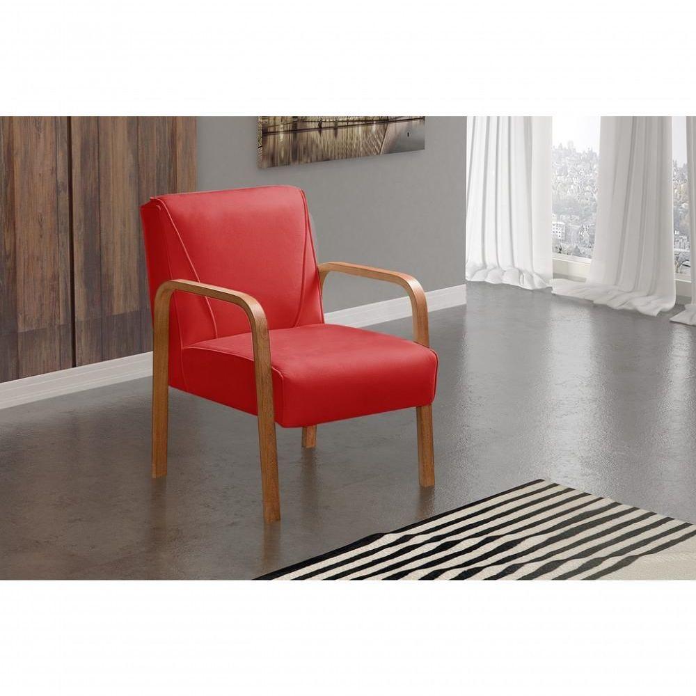 Poltrona Decorativa Anita Cadeira Moderna Sala Recepção - Suede Vermelho 100 - 3