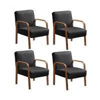 Kit 4 Poltronas Anita Moderna Decorativa Braço Madeira Veludo Preto 410 - 1