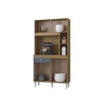 Cozinha Compacta Armário Organizador Duda 90cm Com Gaveta Damasco/ripado Cinza - 3