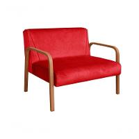 Poltrona Namoradeira Anita Decorativa Braço Madeira Moderna Suede Vermelho 100 - 1