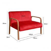 Poltrona Namoradeira Anita Decorativa Braço Madeira Moderna Suede Vermelho 100