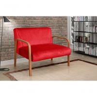 Poltrona Namoradeira Anita Decorativa Braço Madeira Moderna Suede Vermelho 100 - 5