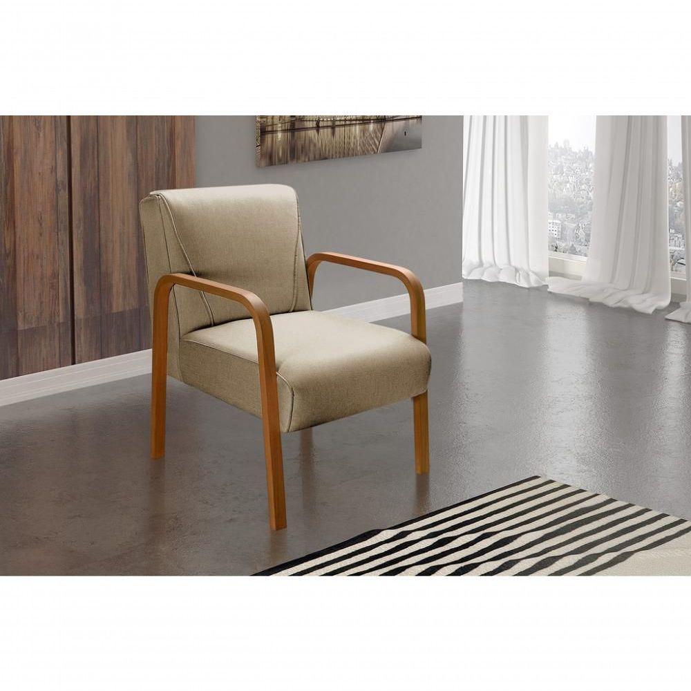 Poltrona Decorativa Anita Cadeira Moderna Sala Recepção - Linho Marrom 150 - 2