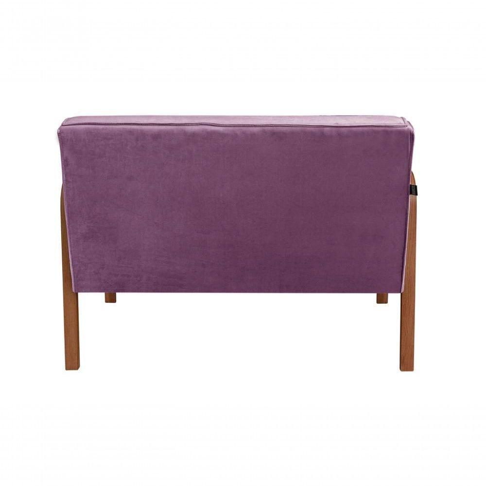 Poltrona Namoradeira Anita Decorativa Braço Madeira Moderna Veludo Roxo 380 - 3
