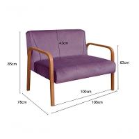 Poltrona Namoradeira Anita Decorativa Braço Madeira Moderna Veludo Roxo 380