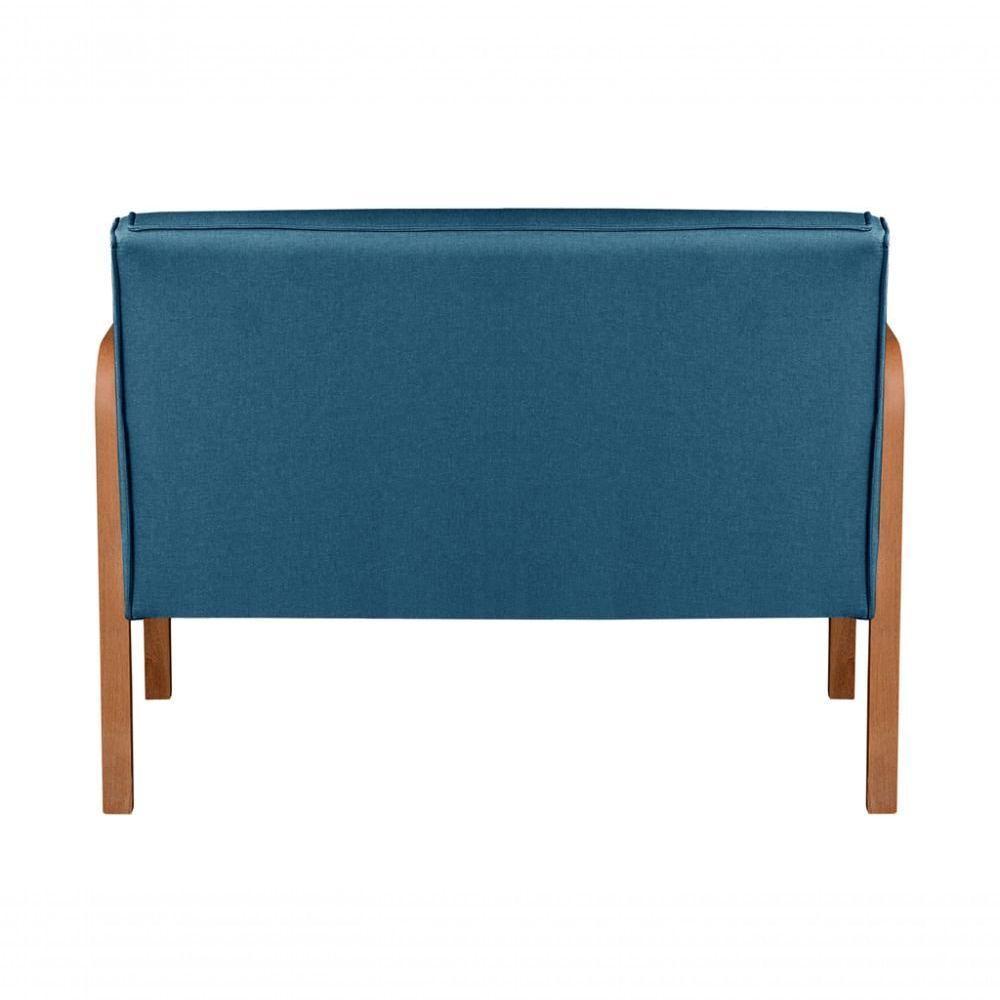 Poltrona Namoradeira Anita Decorativa Braço Madeira Moderna Linho Azul 330 - 4